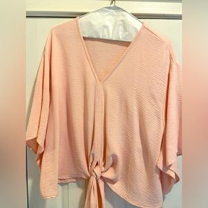 Adrienne silky top with front tie pastel pink